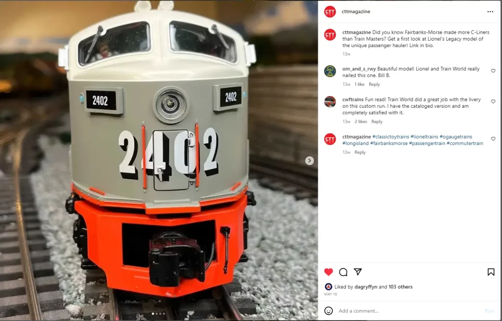 Lionel Fairbanks Morse C Liner post for Classic Toy Trains