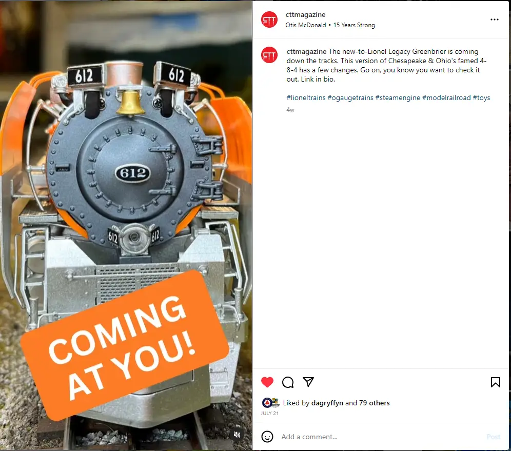 Lionel Greenbrier Classic Toy Trains Instagram Reel