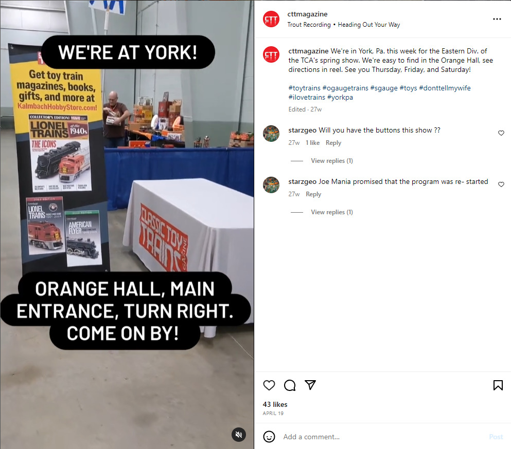 Instagram post of York train show