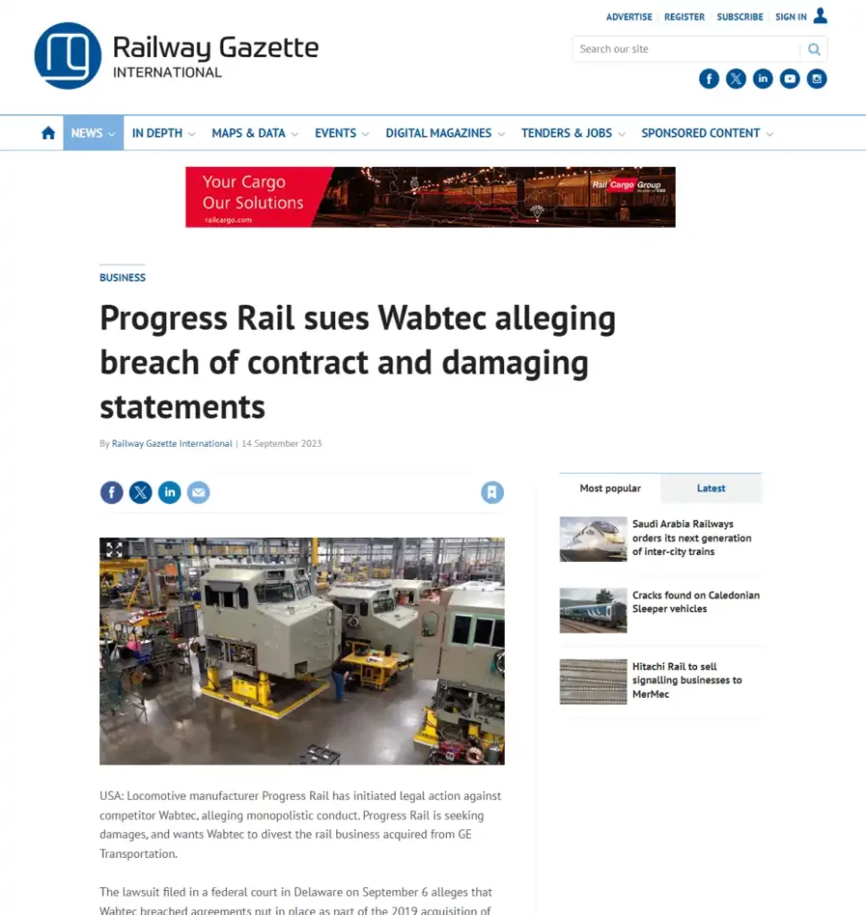 News story by Hal Miller for railway gazette international