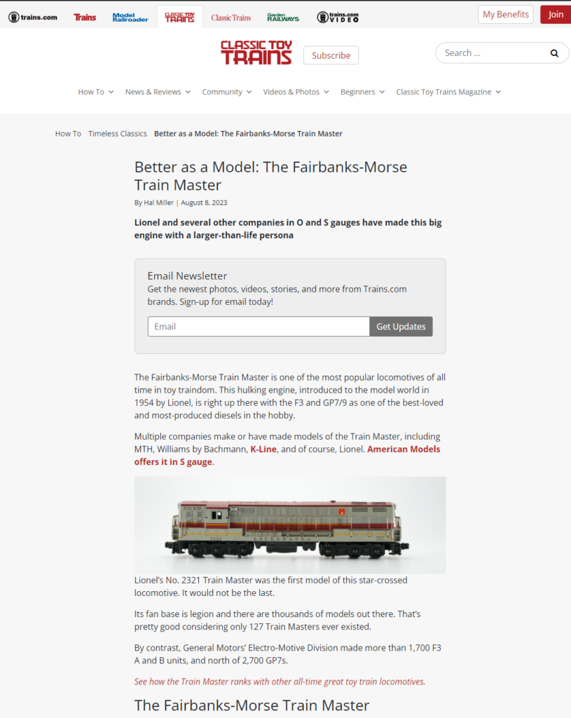 Lionel FM Trainmaster stoy image