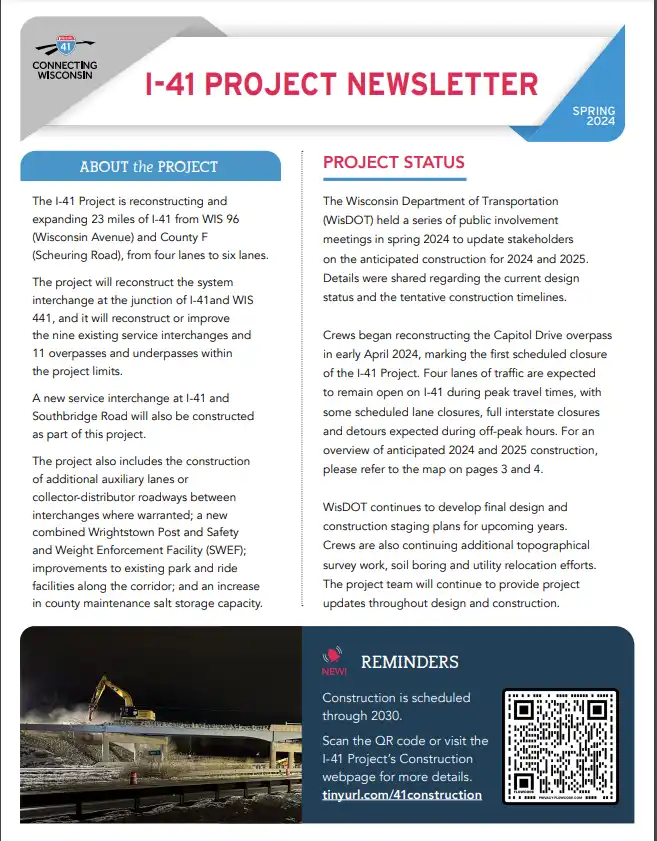 Newsletter for road construction project