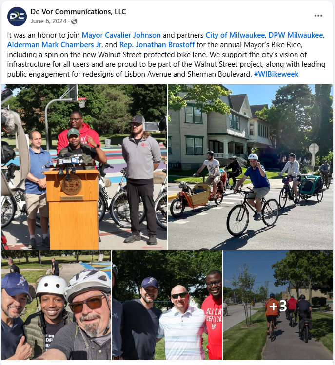 Facebook post of people on bicycles